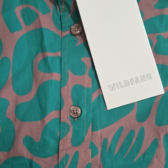 Wildfang Teal and Brown Patterned Shirt - Picture 3 of 4